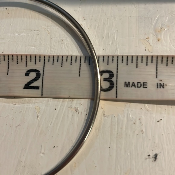 8” mixed metal Minimalist smooth polished silver tone stackable bangle bracelet - Picture 9 of 10